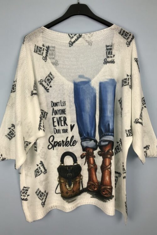 ITALY tunika bluzka casual print Vneck 21012lucky fashion - Image 8