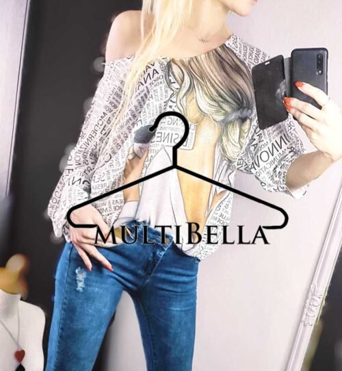 ITALY tunika bluzka casual print Vneck 21012lucky girls - Image 13