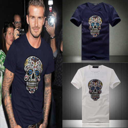 2015 Summer David Beckham fashion casual T shirt skull tide brand men s hip top cotton