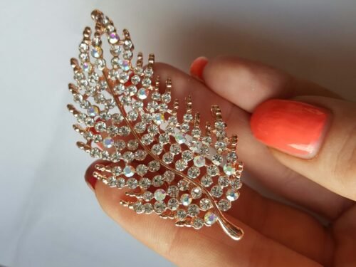 Brošňa Vintage Feather Pierko elegant fashion A160 crystal - Image 2