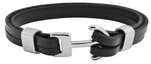 UNISEX kožený náramok Kotva oceľ 5040117SG casual - Image 3