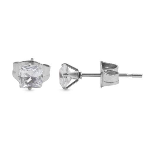 OCEĽ Dámske náušnice crystal štvorec strieborné studs 505038SG