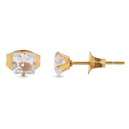 OCEĽ Dámske náušnice crystal štvorec IP gold studs 505039SG