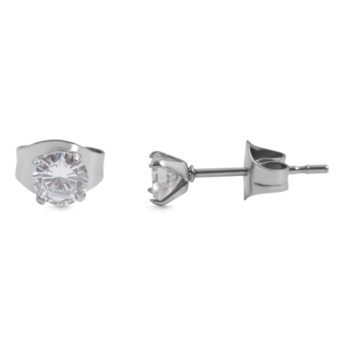 OCEĽ Dámske náušnice crystal okrúhle strieborné studs 505039SG