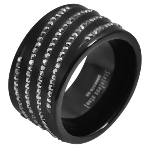 Prsteň obrúčka oceľ robustný crystal 5060379 čierny