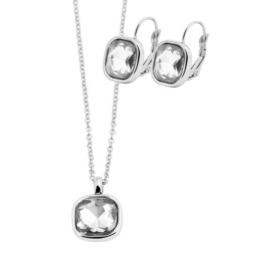 Set retiazka prívesok náušnice oceľ crystal 512-2SG100 3 farby