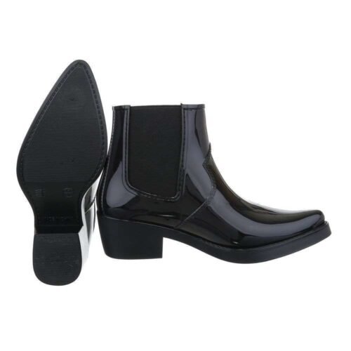 Dámske čižmy lakované cowboy flexi gumáky 5286SW čierna black - Image 3