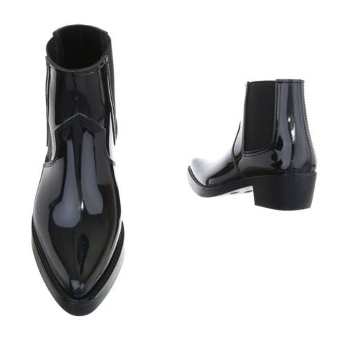 Dámske čižmy lakované cowboy flexi gumáky 5286SW čierna black