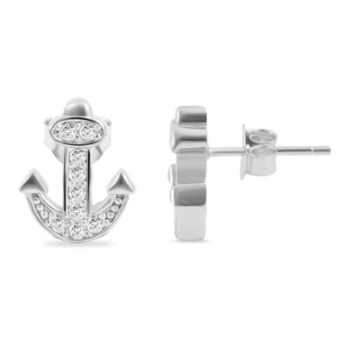 STRIEBRO Dámske náušnice Kotva crystal 5300127 strieborné