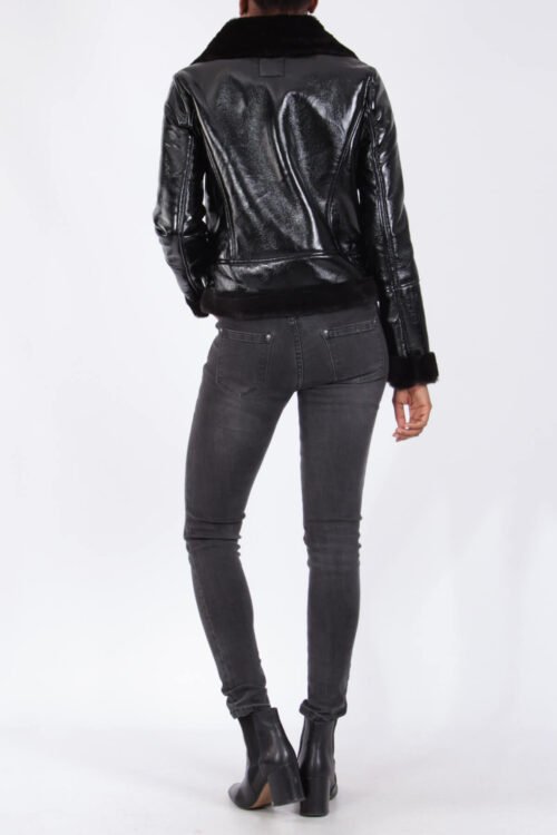 Dámska kožená bunda Biker lakovaná krátka 8579softy - Image 6