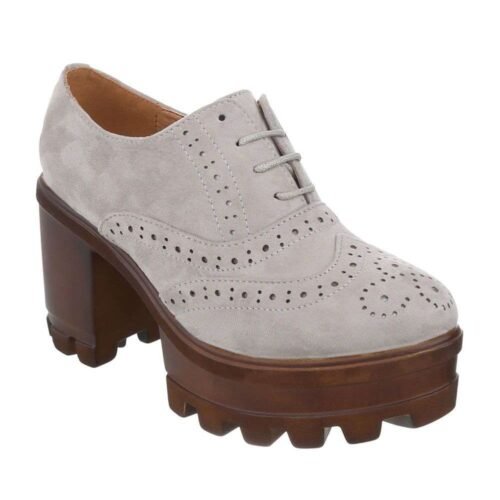 Dámske poltopánky na platforme Oxford fashion 99-59SW sivé
