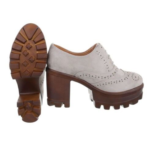 Dámske poltopánky na platforme Oxford fashion 99-59SW sivé - Image 2