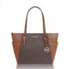 Michael Kors Charlotte 35T0GCFT3B Large Top Zip Tote Bag In Brown Acorn 1