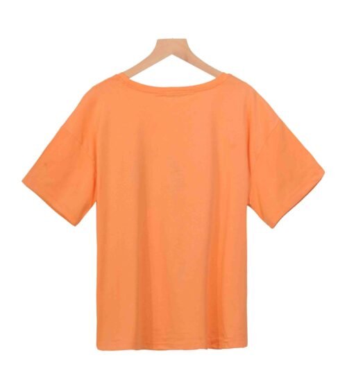 Dámske tričko s potlačou flared pohodlne 2323SW orange white – Obrázok 3