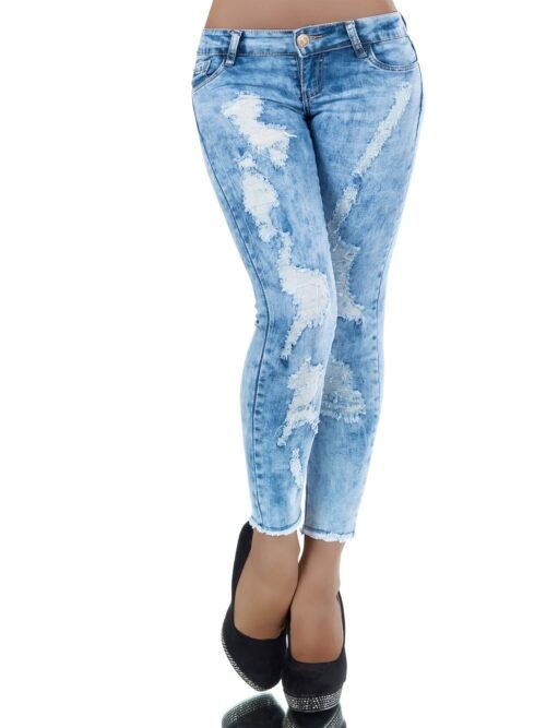 Dámske exkluzivne rifle ripped fashion skinny 1901 denim derave - Image 3