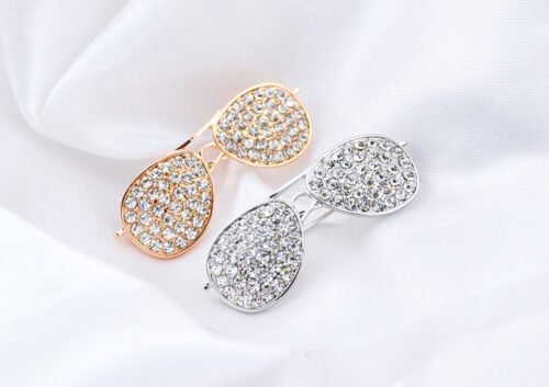 Brošňa Okuliare zlaté crystal 178 - Image 4