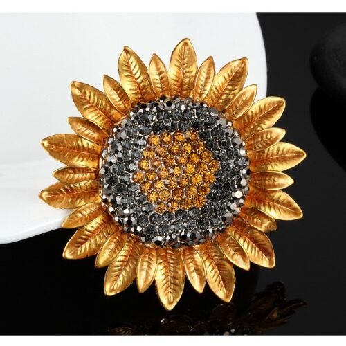 Brošňa Slnečnica luxury gold color crystal 590