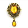 Brošňa Vintage bride elegant fashion A160 crystal yellow