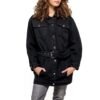 Dámska rifľová bunda Jeans dlhá F07SW black oversize