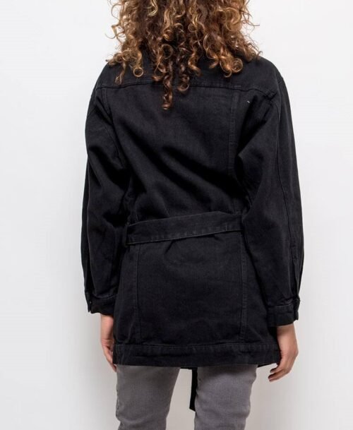 Dámska rifľová bunda Jeans dlhá F07SW black oversize - Image 3