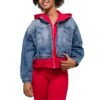 Dámska kratka bunda Jeans oversize rifľová denim red