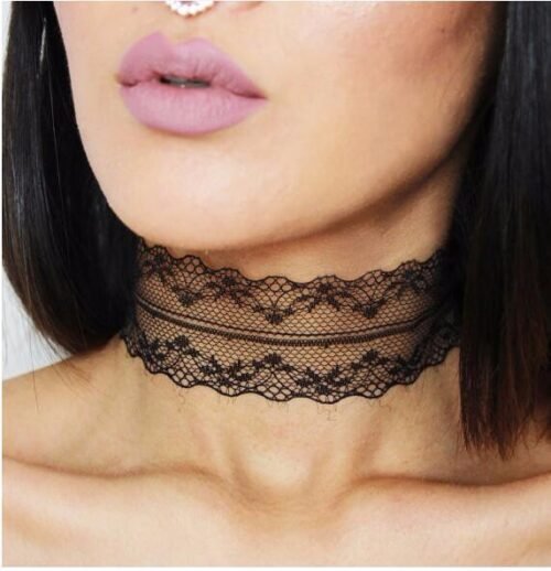Choker Náhrdelník čipkovaný čierny A101 - Image 4