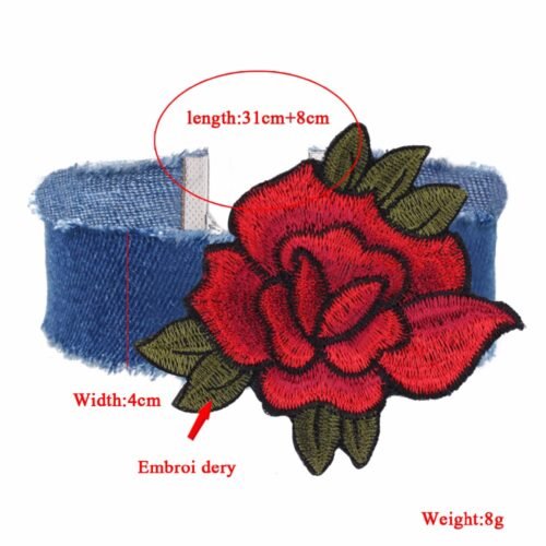 Náhrdelník jeans s aplikáciou Ruže - Image 3