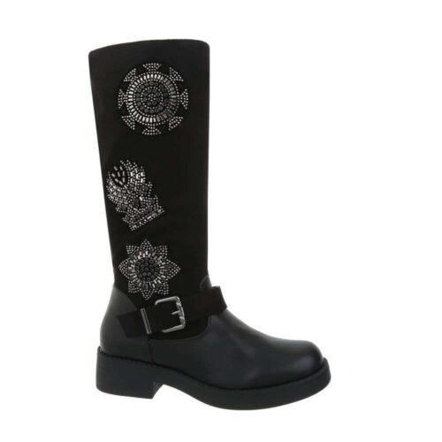 Dámske čižmy Biker pohodlné crystal 7653 čierne