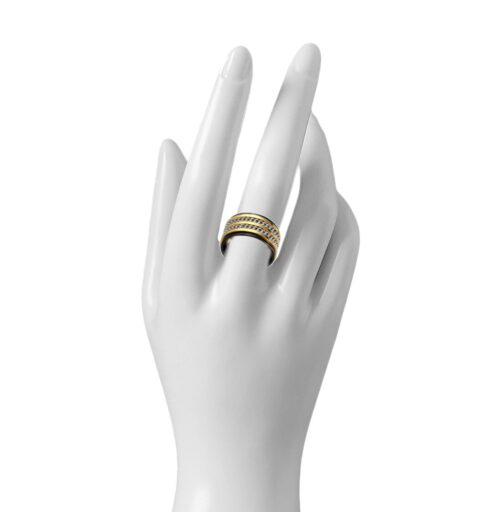 dámsky prsteň z nerezovej ocele čiernej farby s IP zlatou povrchovou úpravou