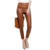 Dámske leginy nohavice kožené koženka slim 565SW brown