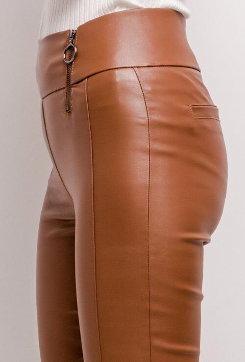 Dámske leginy nohavice kožené koženka slim 568SW brown - Image 2
