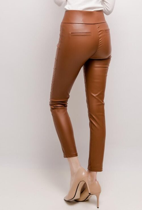 Dámske leginy nohavice kožené koženka slim 568SW brown - Image 3
