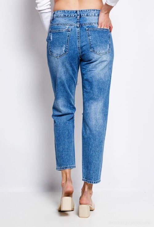 Roztrhané džínsy mom s potlačou rifle fashion 6133hello denim jeans - Image 4