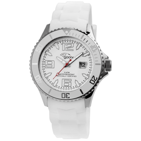 GOOIX unisex hodinky casual GX0600301 kaucuk biele analog