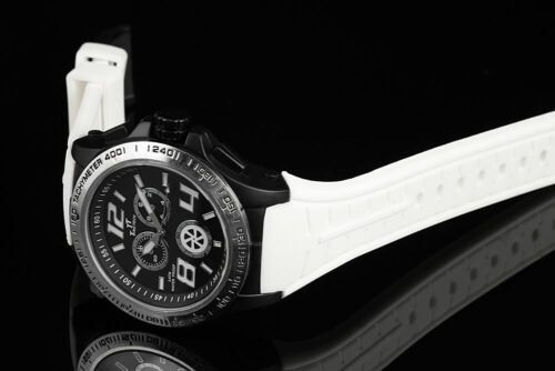 UNISEX hodinky chrono silikonovy remienok 22742SG black white - Image 3