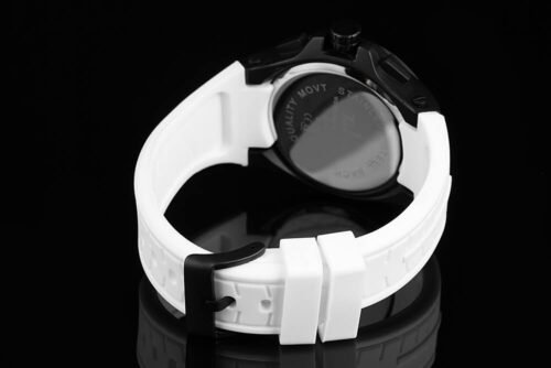 UNISEX hodinky chrono silikonovy remienok 22742SG black white - Image 4