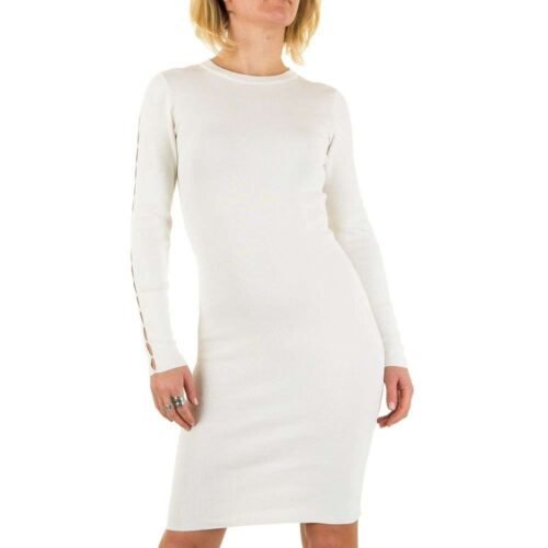 Dámske mini priliehavé šaty úplet 1057SW biele white - Image 3