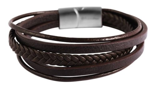 Náramok UNISEX kožený oceľ 20cm 5040076 2 farby - Image 2