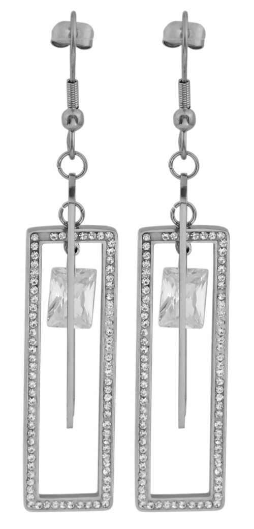 Náušnice exclusive oceľové fashion visiace crystal 2 farby - Image 4