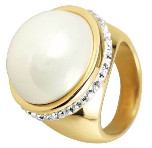 PRSTEŇ Pearl damsky s krištáľmi oceľ perla 5060218SG - Image 6