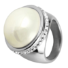 PRSTEŇ Pearl damsky s krištáľmi oceľ perla 5060218SG