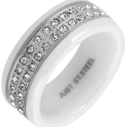 PRSTEŇ obruc keramický oceľ crystal 5060301SG220 biely S