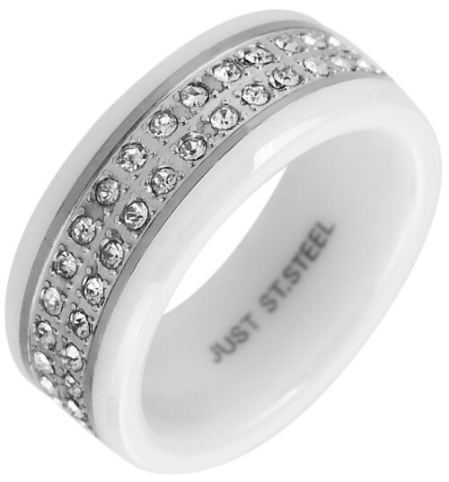 PRSTEŇ obruc keramický oceľ crystal 5060301SG220 biely S
