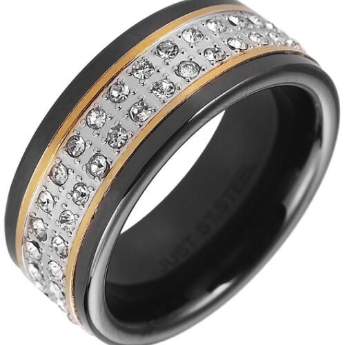 PRSTEŇ obruc keramický oceľ crystal 5060301SG220 cierny RG