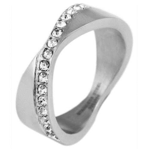 PRSTEŇ elegant oceľ fashion dámsky crystal 1517SG700 strieborný