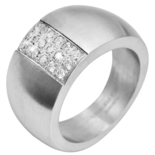 Prsteň obrúčka oceľ robustný crystal 5060374 strieborný