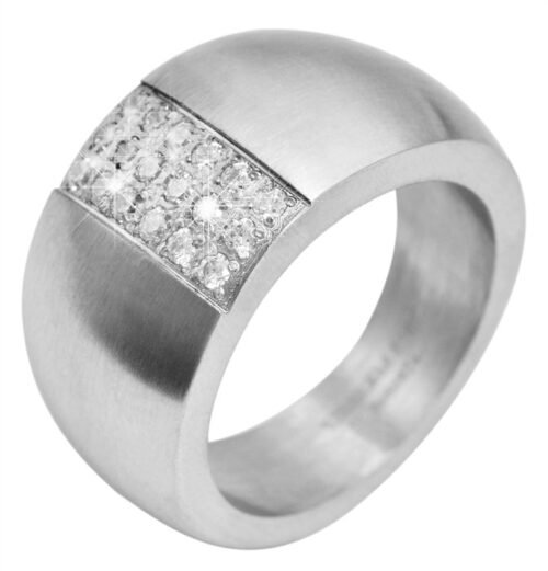 Prsteň obrúčka oceľ robustný crystal 5060374 strieborný