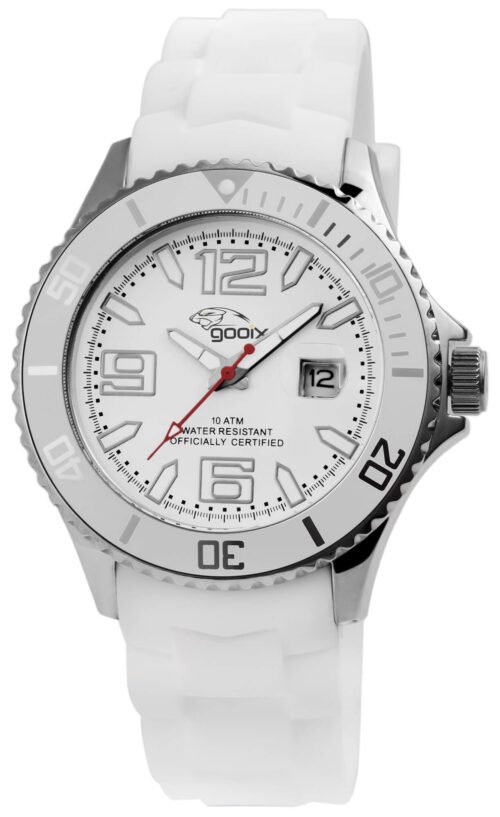 GOOIX unisex hodinky casual GX0600301 kaucuk biele analog - Image 4