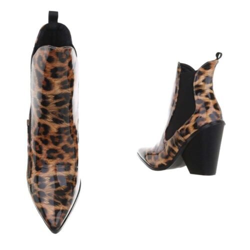 Dámske cowboy topánky členkové leopard lakovane - Image 2