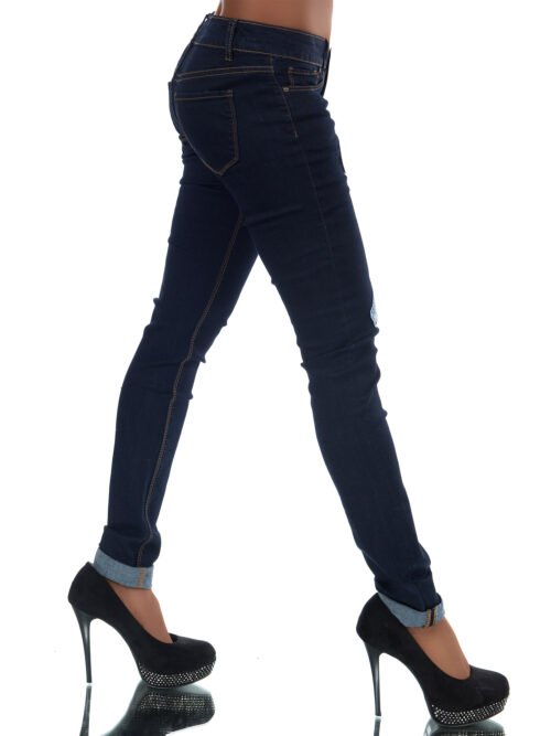Dámske jeansy nášivky flittre dark blue 9221 - Image 3